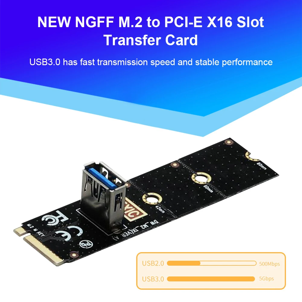 M.2 NGFF-USB 3.0 포트 전송 카드 어댑터 5Gbps M2 M PCI Express X16 어댑터 변환기 (스크루 드라이버 라이저 카드 포함)