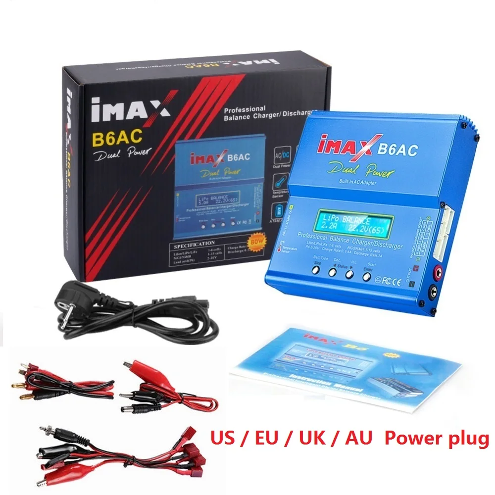 Новый iMAX B6 AC 80 Вт B6AC Lipo NiMH 3S/4S/5S RC зарядное устройство + EU/US разъем питания|Зарядные