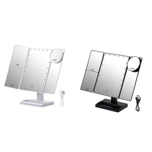 

Trifold Makeup Mirror with 22 LED Lights,10X/3X/2X Magnification Portable Fold Lighted Table Desk Cosmetic Mirror
