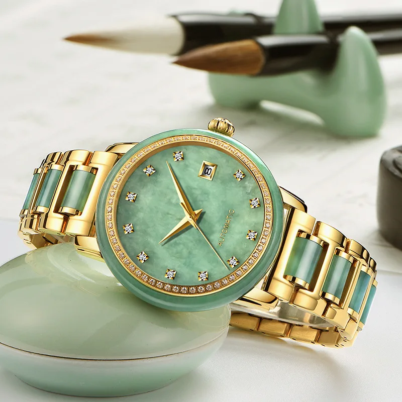 Оригинальные часы yuyuanda jade с бриллиантовым календарем Tourbillon полностью автоматические механические часы для влюбленных