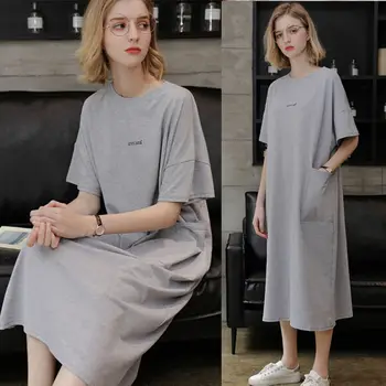 

NEW Arrival Women Nightgown Nightdress Summer Cotton Sleepwear Sleep Shirt Loose Female Long Night Robe Dress Casual Home Gown
