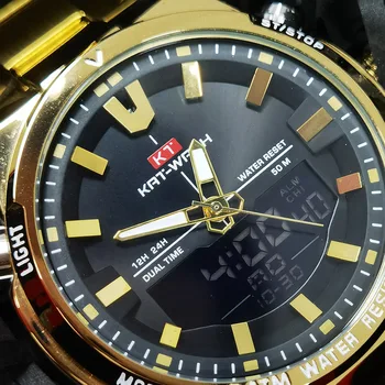 Reloj de pulsera creativo para hombre, cronógrafo de acero inoxidable dorado, resistente al agua, nuevo