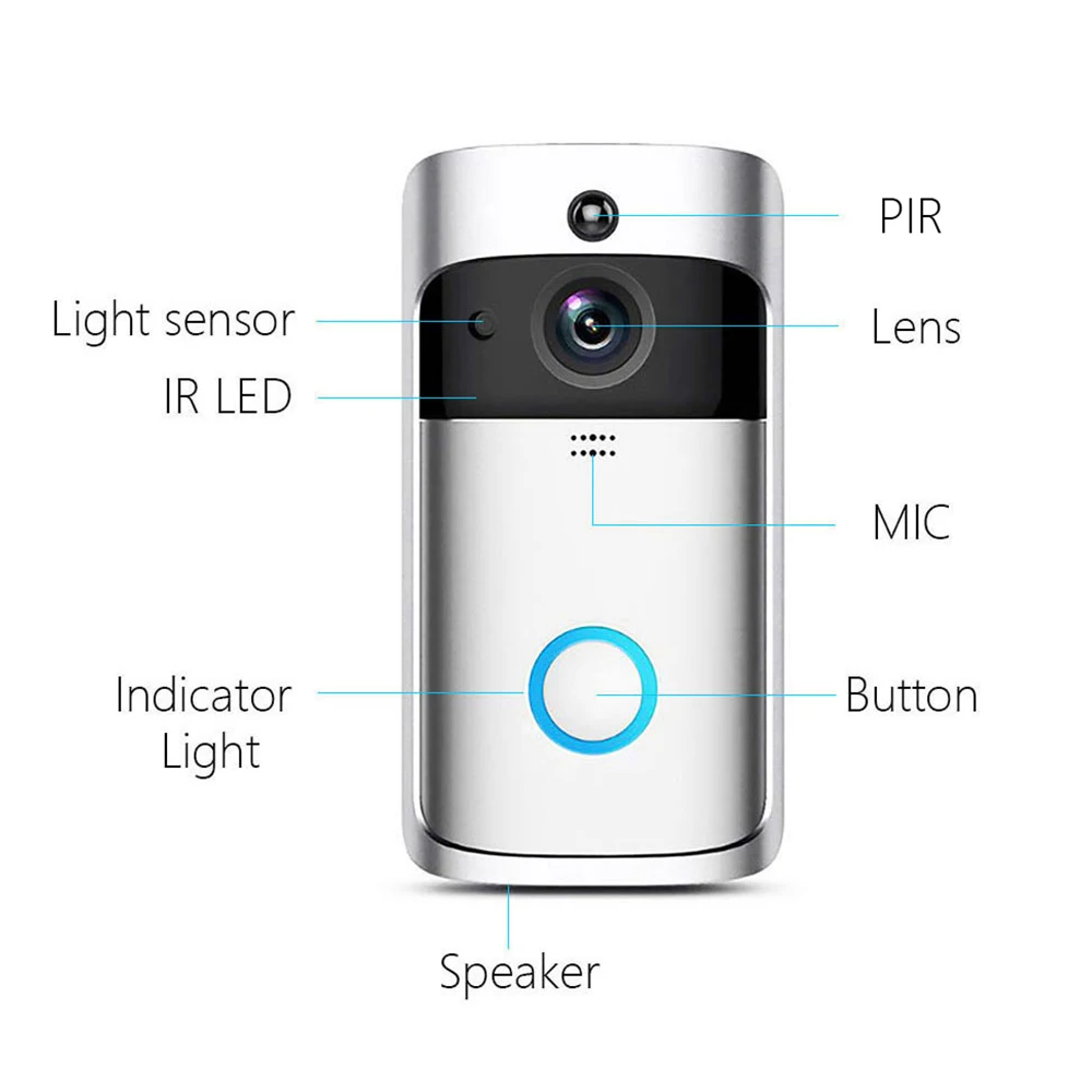 

WIFI Camera Doorbell, 2 batteries Smart IP Camera Motion Detection Night Vision Two-way Audio Home Security Camera Doorbell D001