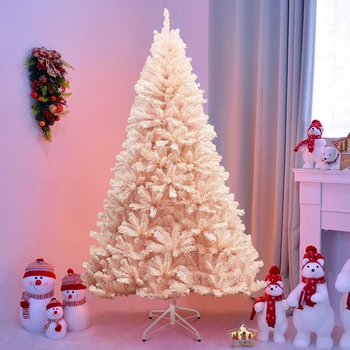 

7FT Artificial Christmas Tree Hinged Full Fir Tree Eco-friendly Non-flammable PVC Distinctive Pink Decoration Christmas Tree