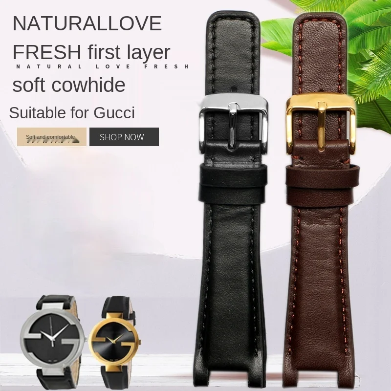 Concave Leather Watch Band for Gucci 
