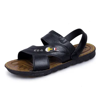 

2020 New Comfortable Handmade Men Sandals Pu Leather Soft Summer Men's Shoes Retro Sewing Casual Beach Shoes Big Size 40-44