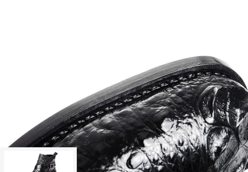 Роскошная Брендовая обувь из крокодиловой кожи мужские осенние ботильоны на молнии на плоской подошве черные офисные ботинки из