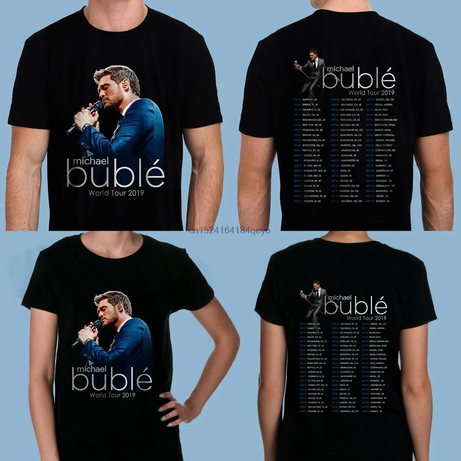 

Michael Buble T-Shirt World Tour 2019 Dates MensWomens Tee Size S-3XL