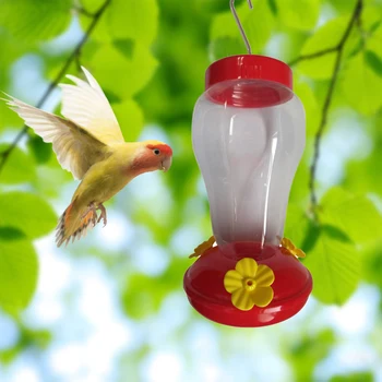 

Plastics Bird Water Feeder Bottle Hanging Hummingbird Feeder Garden Outdoor Plastic Flower Iron Hook Bird Feeder