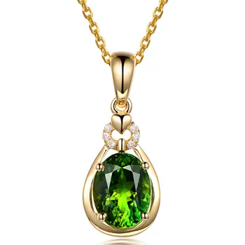 

14K GOLD COLOR EMERALD SMALL PENDANT NECKLACES FOR WOMEN GREEN CRYSTAL GEMSTONES DIAMONDS VINTAGE BIJOUX PARTY JEWELRY CHOKER