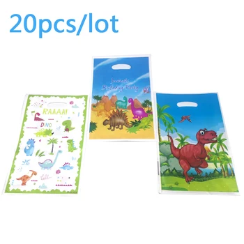 

20pcs/lot Baby Shower Party Boy Kids Favors Dinosaur Theme Plastic Loot Bags Happy Birthday Decoration Gifts Bag Events Supplies