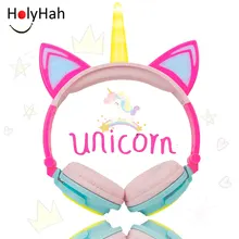 Cute Wired Foldable LED Light Flashing Unicorn Animal Kids Headphone for Birthday Party Decoration Boys Girls Student Gift