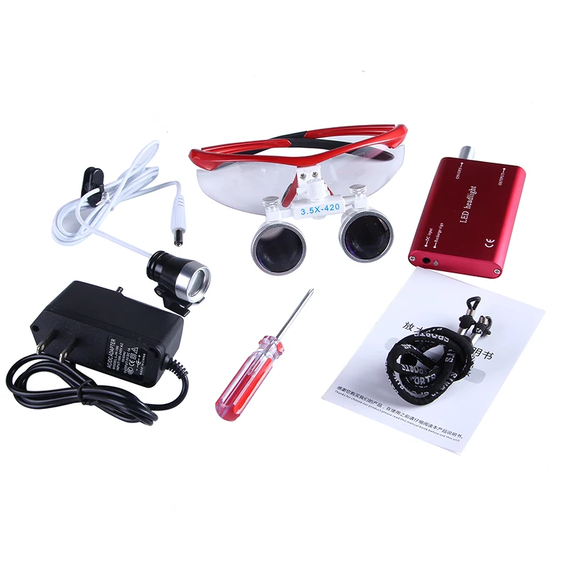  3.5X Magnification Binocular Dental Loupe Surgery Surgical Magnifier with Headlight LED Light Medic - 4000602158684