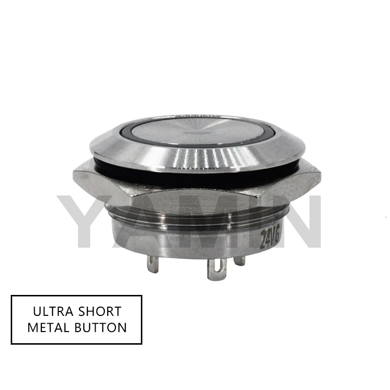  12/16/22mm Momentary Reset Short Metal Push Button Switch DIY Stainless Steel Ultrathin Lamp Waterp - 4000310874353