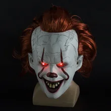 Джокер Pennywise светодиодная маска Хэллоуин маска для вечеринки Костюм Опора Маска ужаса латексная страшная для вечеринки реквизит маска на Хэллоуин