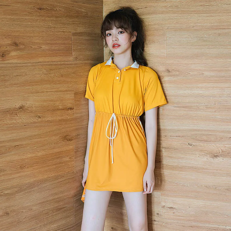 

2019 New Style Solid Color Sports Vitality Waist Hugging Slimming Hot Springs Hipster xing gan qun-Split Type Swimsuit