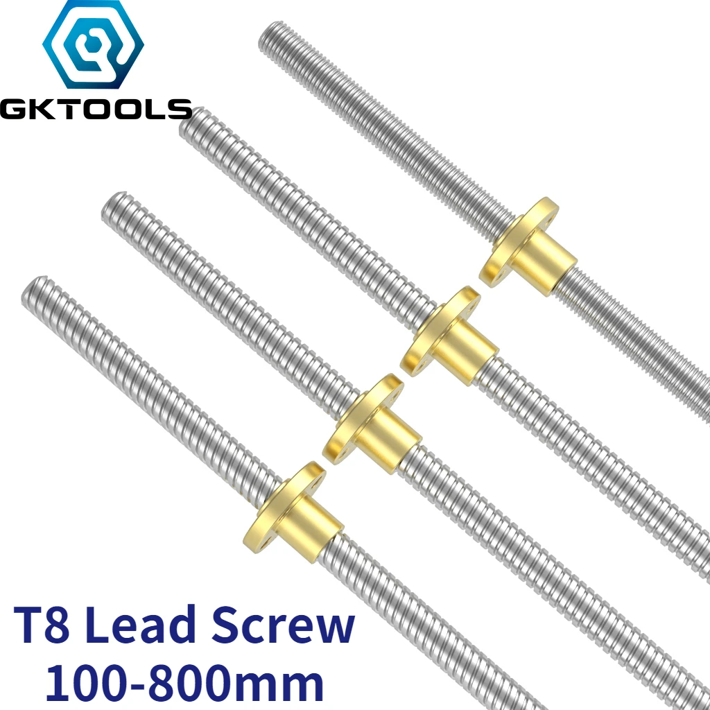 T8 Lead Screw Thread 8mm Trapezoidal Rod Lead 1mm 2mm 4mm 8mm Length