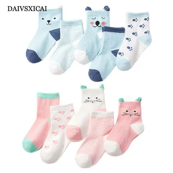 

Daivsxicai Winter Socks Baby Stripe Warm Cotton Socks For Children Comfortable Breathable Kids Tube Socks 5pairs/lot