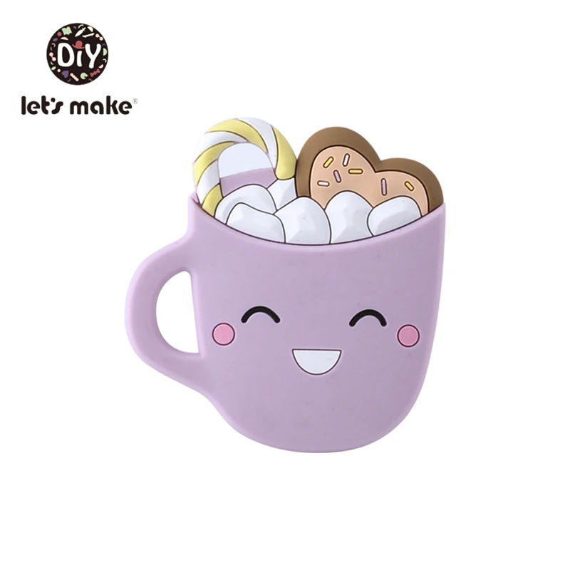 Smiley cup purple Let's Make 5 шт. Детские Прорезыватели Bpa бесплатно силиконовая Подвеска DIY Прорезыватель для зубов бургер мультфильм гамбургер запатентованный продукт Прорезыватель зубов - Цвет: Smiley cup purple