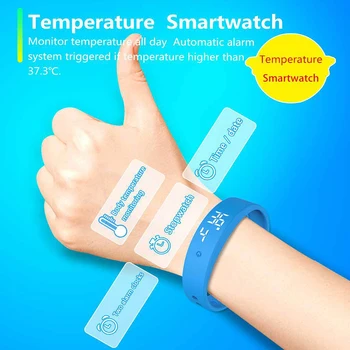 

2020 Rechargeable Body Temperature Detection Smart Bracelet Fitness Bracelet Vibrating Alarm Clock Timer Thermometer Wristband