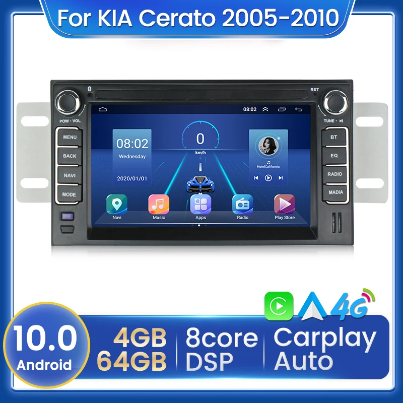 Автомагнитола на Android 10 мультимедийный плеер для Kia Cerato 2005-2010 Sportage Forte Spectra Morning VQ