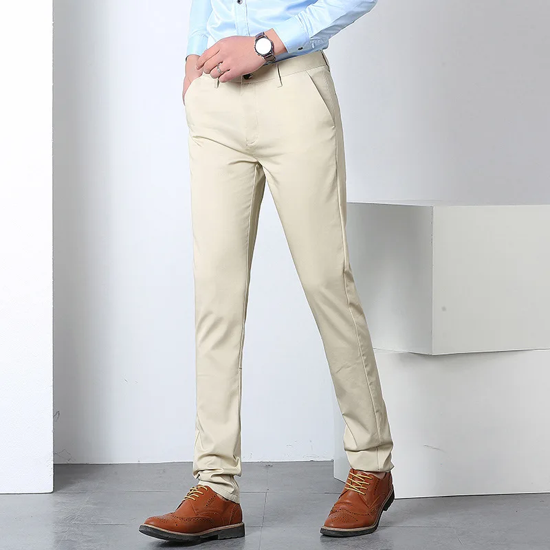 

2019 Summer New Style a Flower Master Slim Fit Thin Solid Color Versatile Stretch Trousers MEN'S Casual Pants