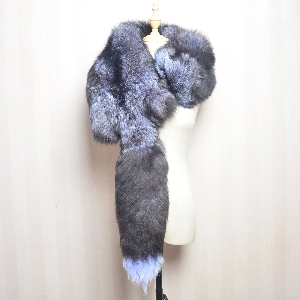 Brand Luxury Women 100% Natural Real Fox Fur Scarf For Women Fashion Winter Genuine Fur Collar Scarves Warm Real Fox Fur Scarf