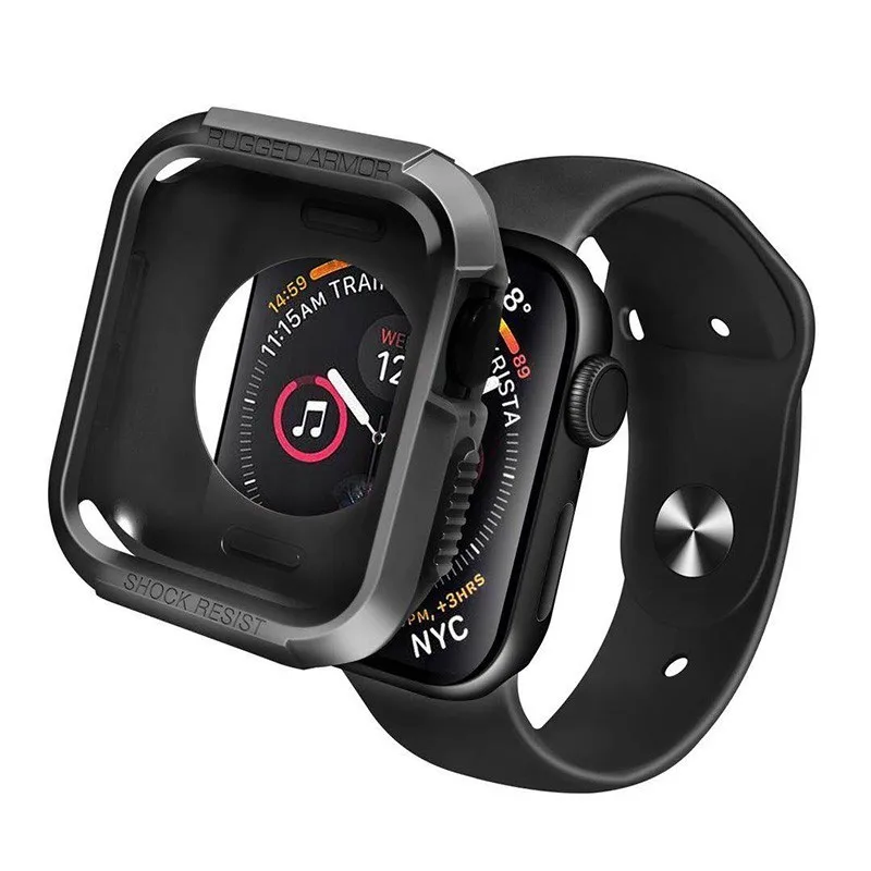 Резиновое покрытие чехол для apple watch 5 4 полосным apple watch 4 5 44 мм 40 мм Тиз ермополиуретана Жесткая крышка Экран Защитная крышка