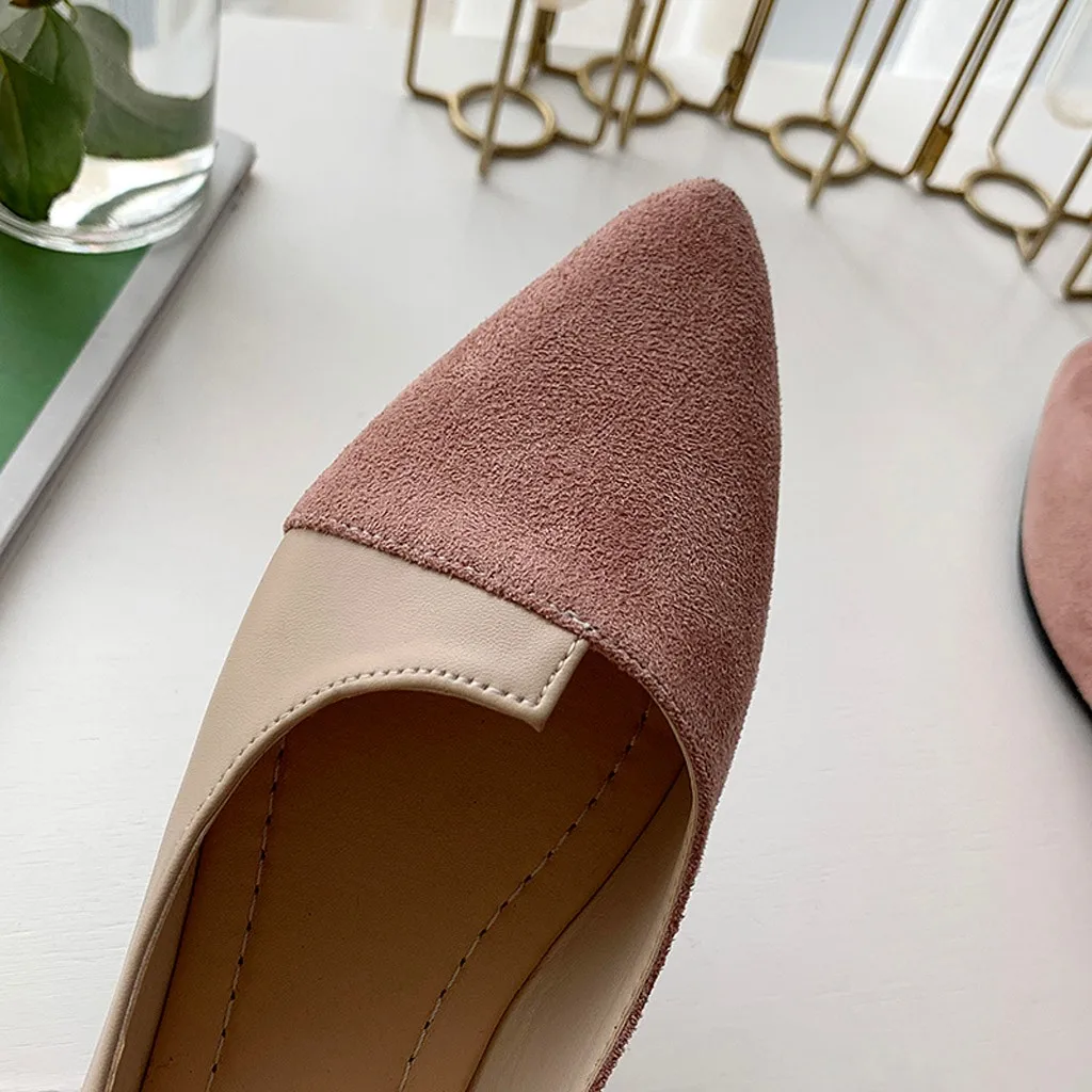 Lurryly Women Splice Color Flats Fashion Pointed Toe Ballerina Ballet Flat Slip On Shoes