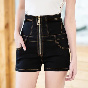 

S-6XL High Waist Big Zipper Women Jeans Shorts Denim Short Plus Size Bandage Summer Hot Shorts Trousers Pants Combishort Femme T