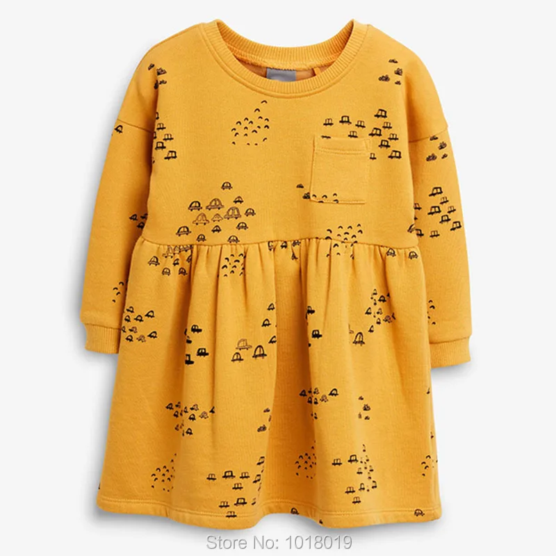 

100% Combed Cotton Baby Girl Clothes 2019 Bebe Girls Dress Casual Kids Doll Princess Dress Long Sleeve Print Girls Clothing Tops