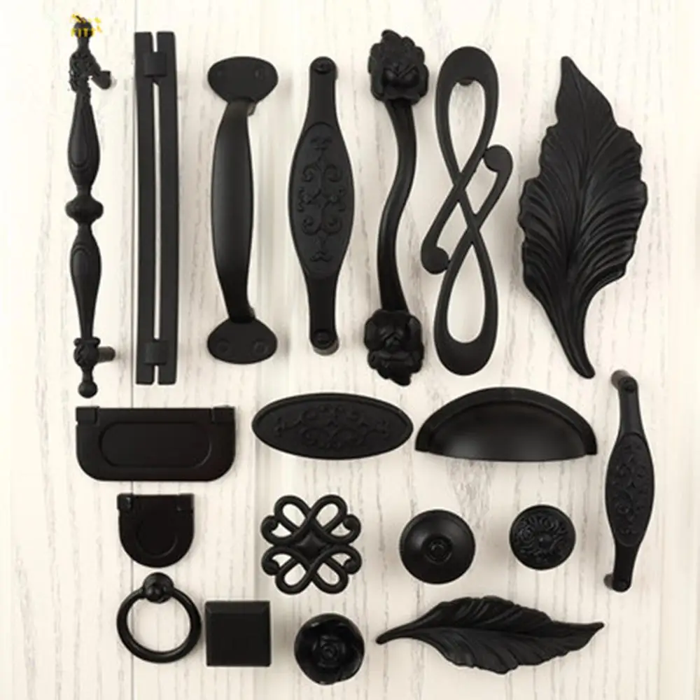 

Continental handle single hole black handle simple wall mounted drawer cabinet cabinet door handle wardrobe handle door handle
