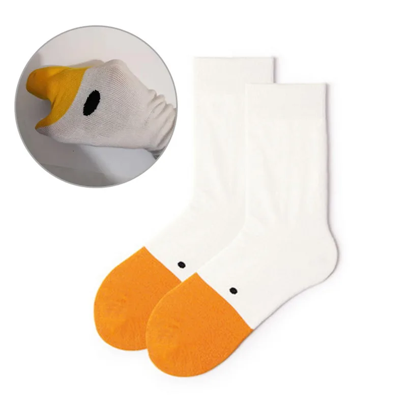 HEFLASHOR/новые милые женские мягкие носки из хлопка с рисунками животных, уникальные креативные носки с гусиной уткой, мужские забавные носки, рождественские носки