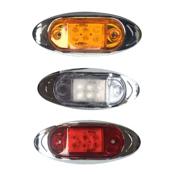 

4 Pcs Super Bright 6 LED Boat-shaped Electroplated Side Light 10-30V Lamp Car Truck Trailer Multi-color Optional Light