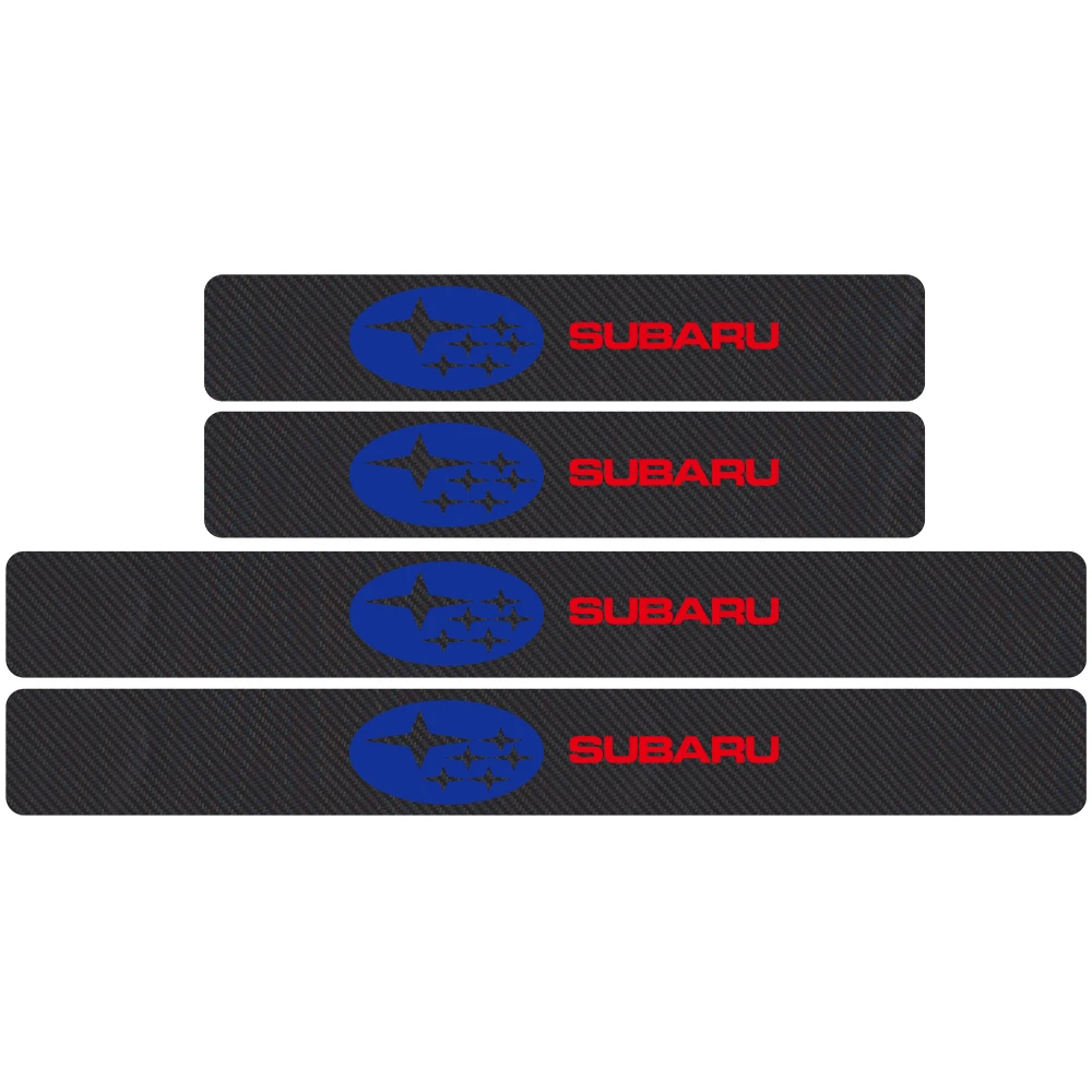 For Subaru Black 4 шт., углеродное волокно, пылезащитная наклейка на порог двери автомобиля для Subaru LEGACY Forester Outback Impreza эмблема, аксессуары - Название цвета: For Subaru Black