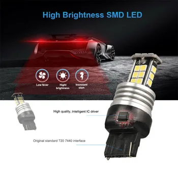 

2Pcs LED Headlights White Brake T20 w21w wy21w 7440 Replacement Accessories