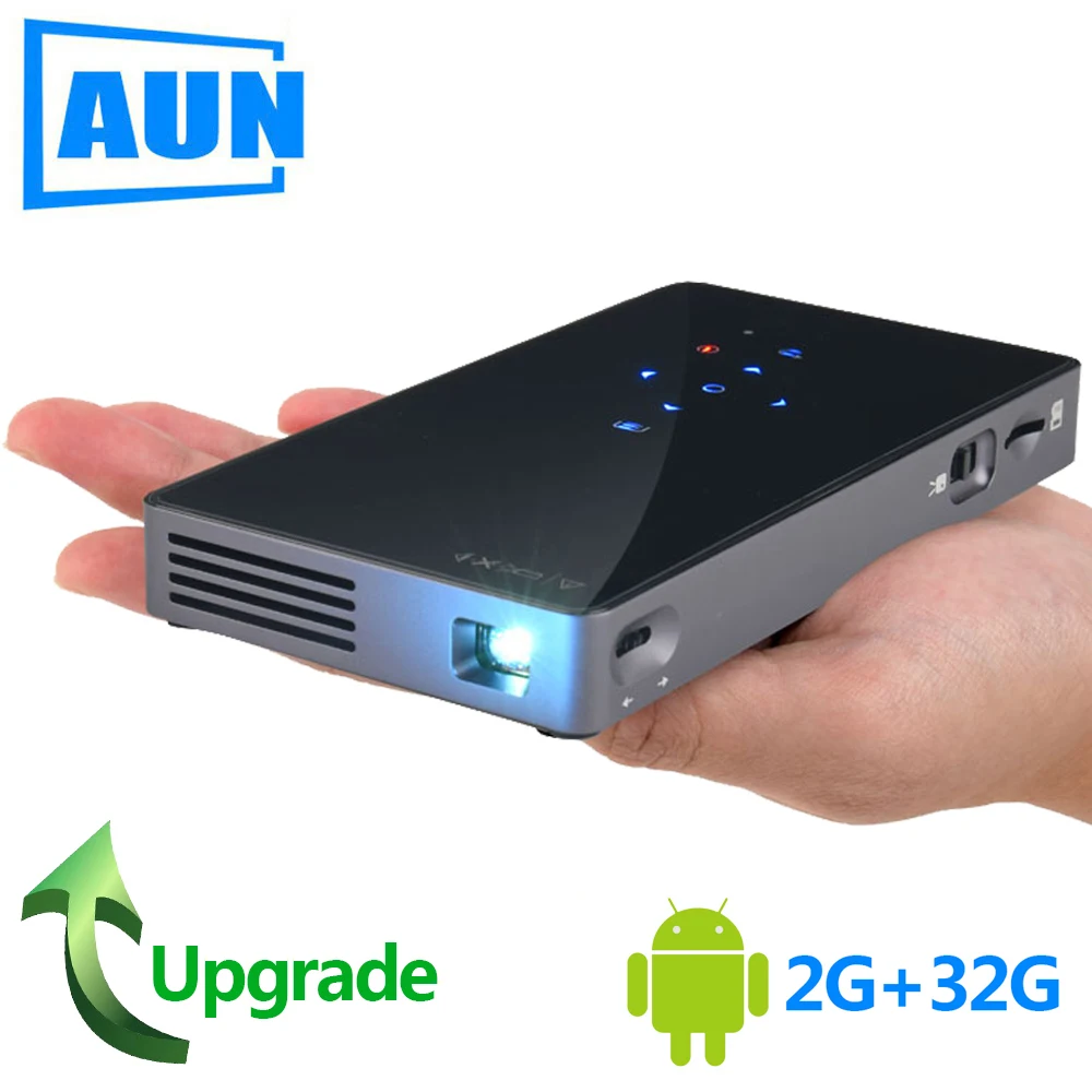 Acheter AUN MINI projecteur D5S, Android 7.1 (RAM 2G + ROM 32G) WIFI, batterie 5000 mAH, projecteur à LED portable pour vidéo 1080 P, projecteur 3D