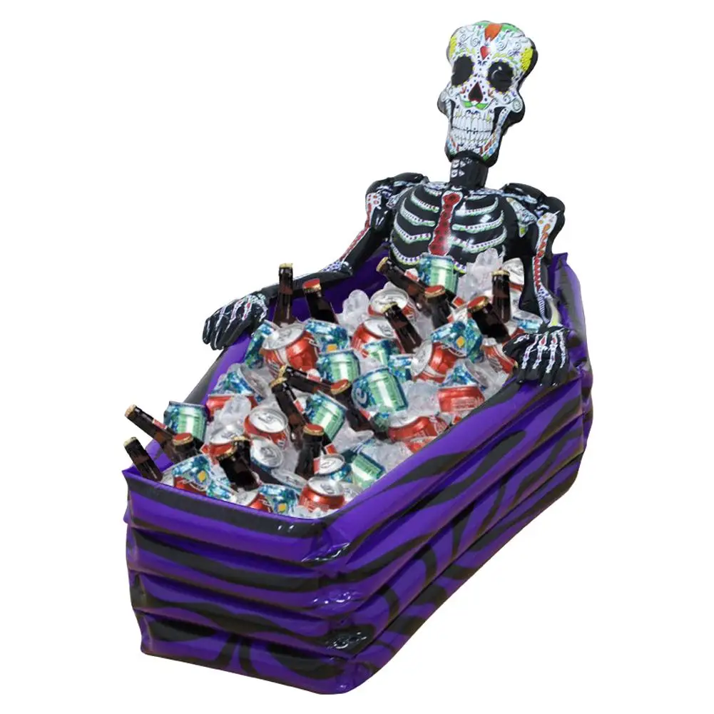

Giant Skull Inflatable Cooler Skeleton Drink Ice Bucket Halloween Party Christmas Decor Toys Outdoor Pool Supplies 30X26X102cm