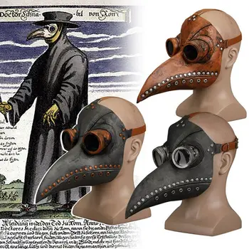 

Besegad Steampunk Plague Doctor Bird Beak Latex Face Mask for Halloween Masquerade Cosplay Cosplay Costume Props Daily Wearing