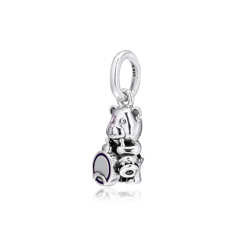 DIY подходит для браслетов Pandora Charms 925 пробы-серебро-ювелирные изделия Теодор медведь панк браслет бусины