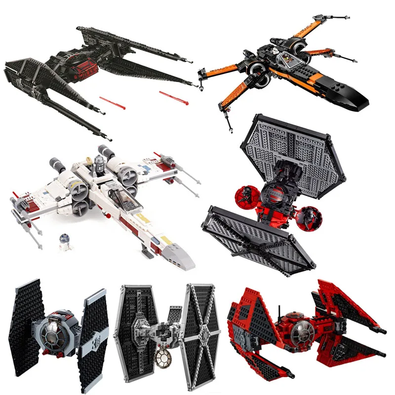 

New 2019 Star Wars Red Tie Fighter Spaceship MicroFighters Millennium AT-ST Fighters Building Blocks Bricks Toys For Children