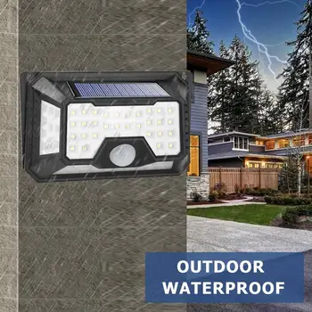 

66LED Solar Motion Sensor Wall Light 3 Modes Four-sided Waterproof Garden Lamp Low Heat Radiation with Long Service Life