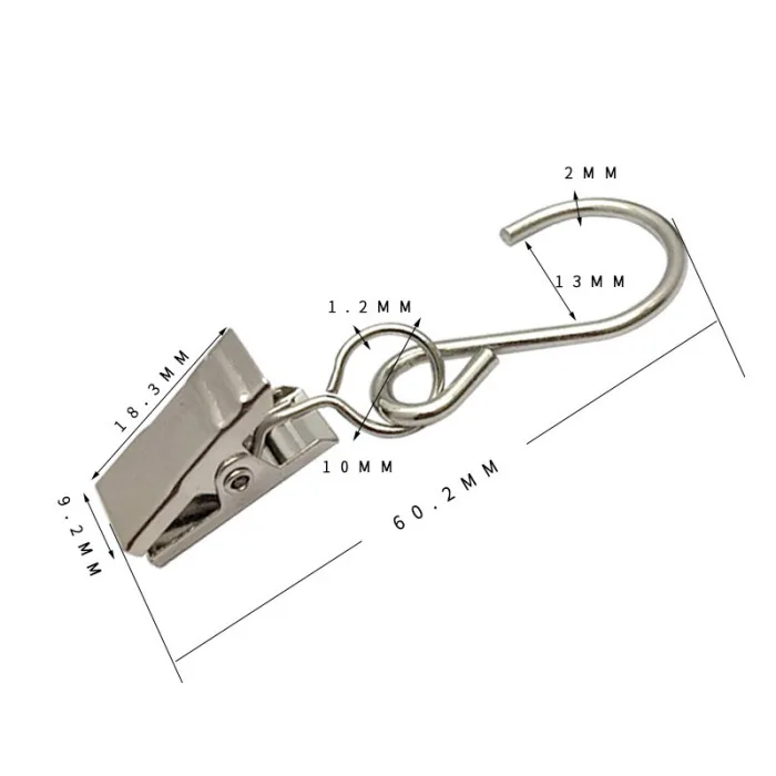 50 Pcs Metal Curtain Clip Wire Holder for Rope String Lights S Hook Clips DTT88