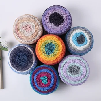 

190 G/ball Multicoloured Wool Cake Yarn Gradient Long Section-Dye Thread Sweater Shawl Knitting Yarn Rainbow Color Sewing Supply