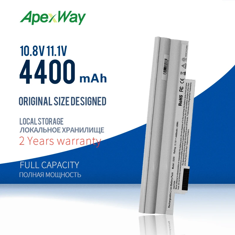 

white 4400mah battery for ACER Aspire One 522 722 AOD255 AOD257 One D255 AOD260 AK.003BT.071 AL10B31 BT.00603.114 LC.BTP00.129
