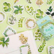 

46 pcs Boxed Stickers Grass leaf set Green leaves Labels Creativity Adhesive Diy Sticker for Hand Account Diary Scrapbooking