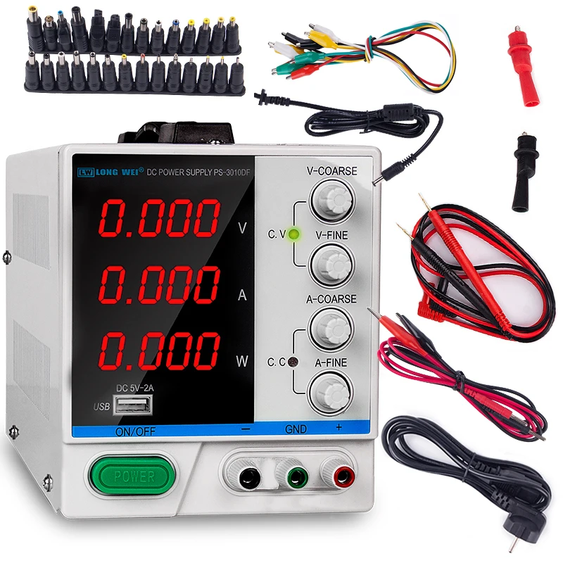 

Switching Laboratory DC Power Supply Adjustable USB PS-3010DF 4 Digit Display 30V 10A Charging Laptop Repair 110v - 220v