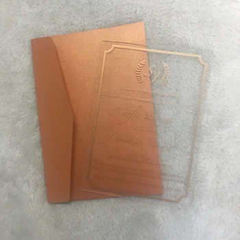 

10pcs rose gold printing words english wedding invitation card personalize lace invitations