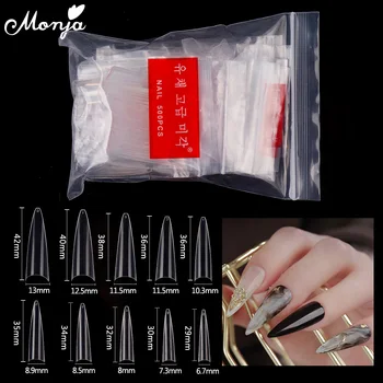 

Monja 500 Pcs Transparent Natural Nail Art Full/Half Cover False Nails Acrylic UV Gel Extension French Nail Tips Manicure Tool
