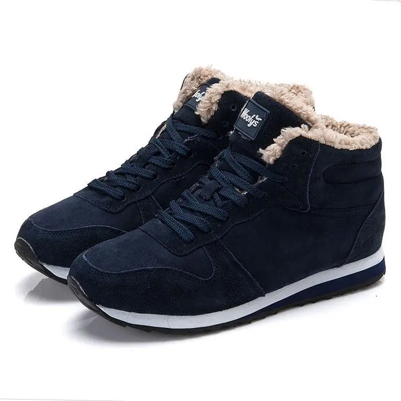Men Boots Winter Sneakers Winter Snow Boots Man Lace-Up Suede Ankle Flat shoes Male Vulcanized winter snow boots men boots